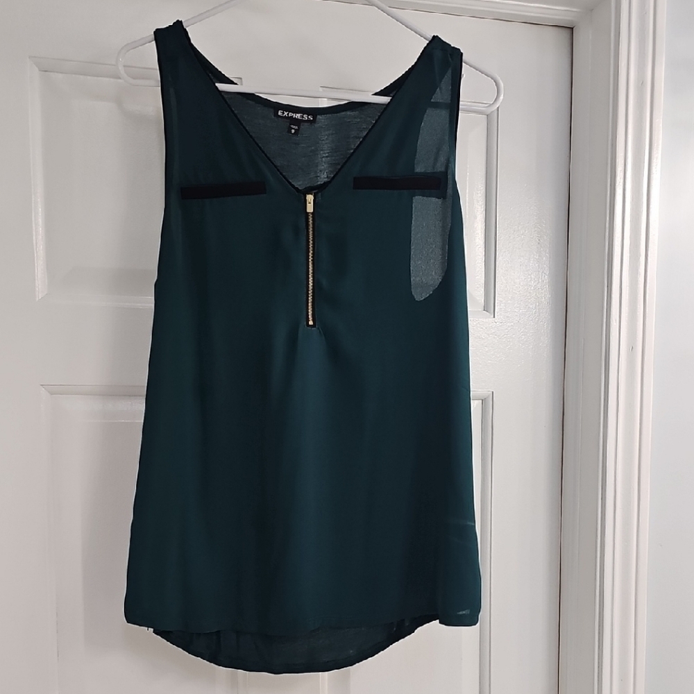 Express Hunter Green V-Neck Tank Top